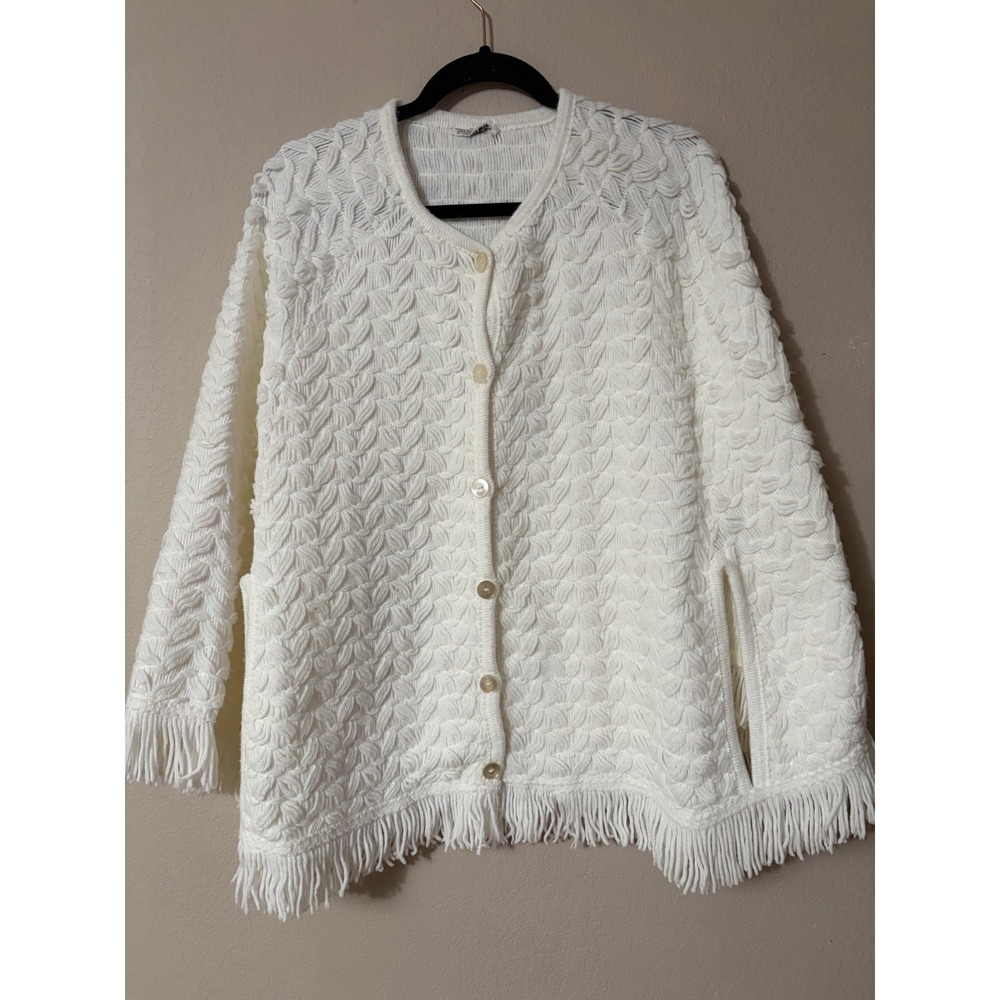Vintage Fringed Poncho Cape with Armholes. One Size Spring And Easter Ready